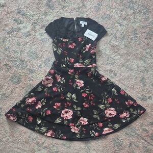 Floral Black and Pink Dress